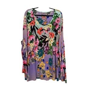 Johnny Was Women’s Top Sz 2X The Janie Favorite Floral Long Sleeve V-Neck Light